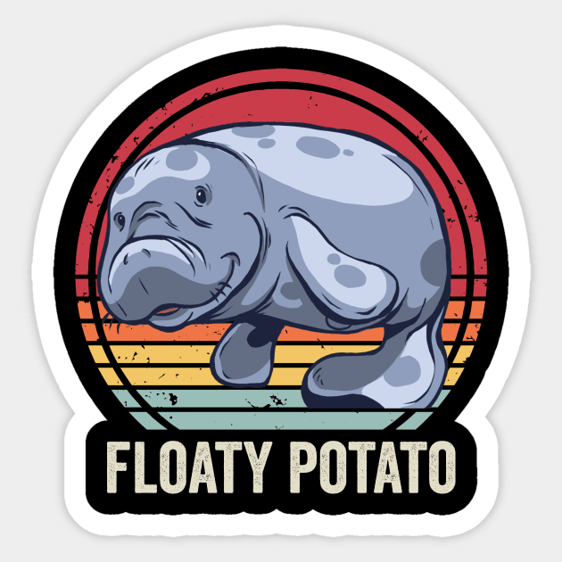 Funny Manatee Cute Floaty Potato Sticker by Visual Vibes